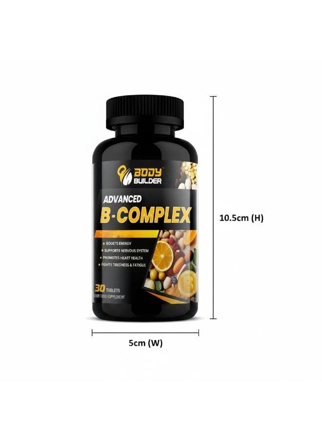 Body Builder Advanced B-complex - 30 Tablets for Energy, Mental Clarity & Heart Health with Essential B Vitamins - Image 4