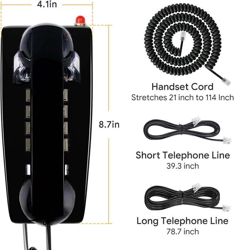 Sangyn Old Style Retro Wall Phone with Handset Volume Control Landline Corded Telehone Waterproof and Moisture Proof for Home,Hotel,Bathroom,Living Room,School and Office,Black - Image 4
