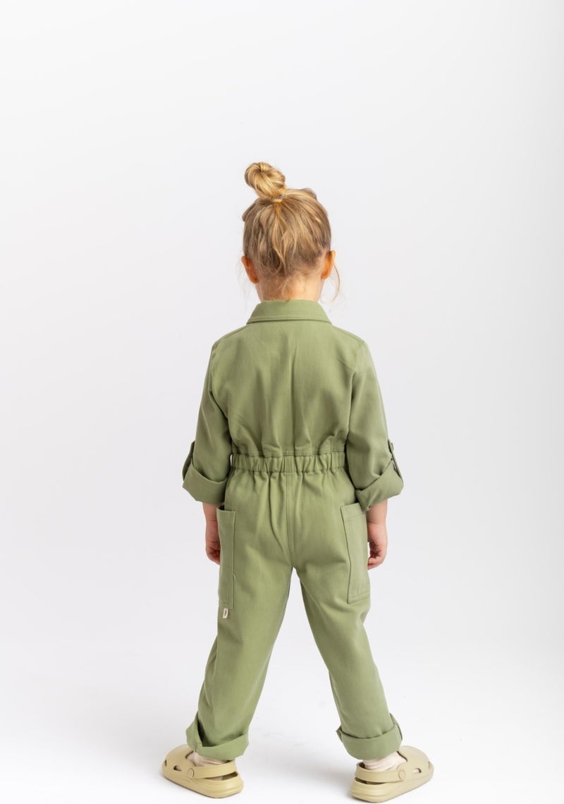 Oliven The Kid Unisex Gabardine Jumpsuit Green - Image 5