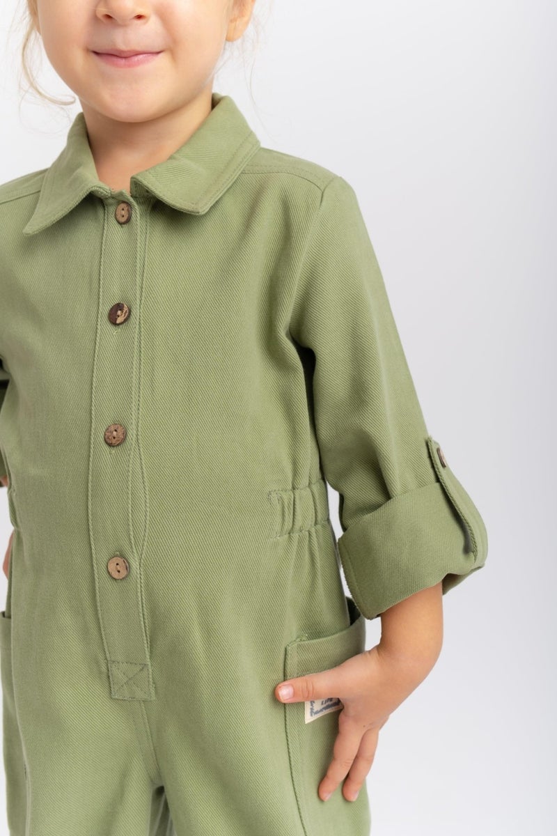 Oliven The Kid Unisex Gabardine Jumpsuit Green - Image 3