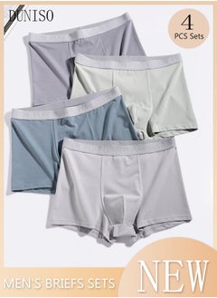 DUNISO 4 Packs Men's Briefs Set Cotton Underwear Breathable and Comfortable Underpants with High Elastic Waistband Boxer Briefs for Teenager Multi-Colors  - Image 1