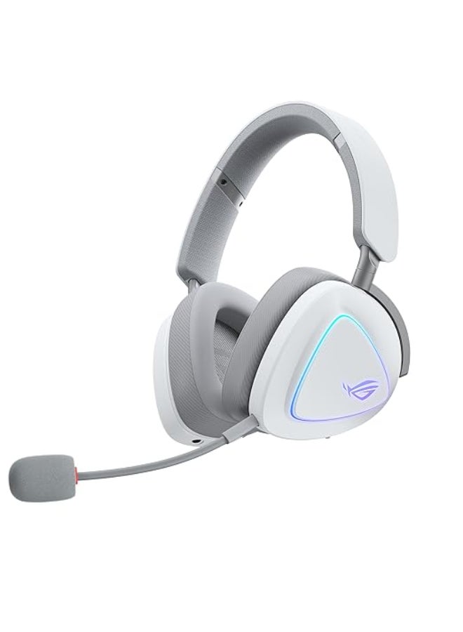 ASUS ROG Delta II Wireless Gaming Headset (BT, ROG SpeedNova 2.4GHz, 3.5mm, 50mm Titanium-Plated Drivers, 10mm Super-Wideband Mic, 110HR, DualFlow Audio, For PC, Switch, PS5, Xbox)- Moonlight White - Image 1