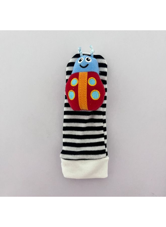 Baby Watch Strap Bracelet Socks Gloves Cartoon Cute Bee Infant Hand Shake Bell Socks Set Toy Bed Bell-Color:Red Insect Socks - Image 1