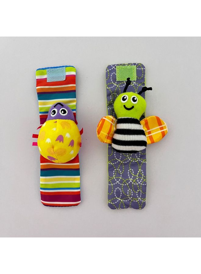 Baby Watch Strap Bracelet Socks Gloves Cartoon Cute Bee Infant Hand Shake Bell Socks Set Toy Bed Bell-Color:Red Insect Socks - Image 4