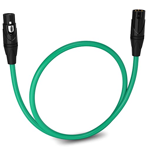 LyxPro 1.5 Feet XLR Microphone Cable Balanced Male to Female 3 Pin Mic Cord for Powered Speakers Audio Interface Professional Pro Audio Performance and Recording Devices - Green - Image 1