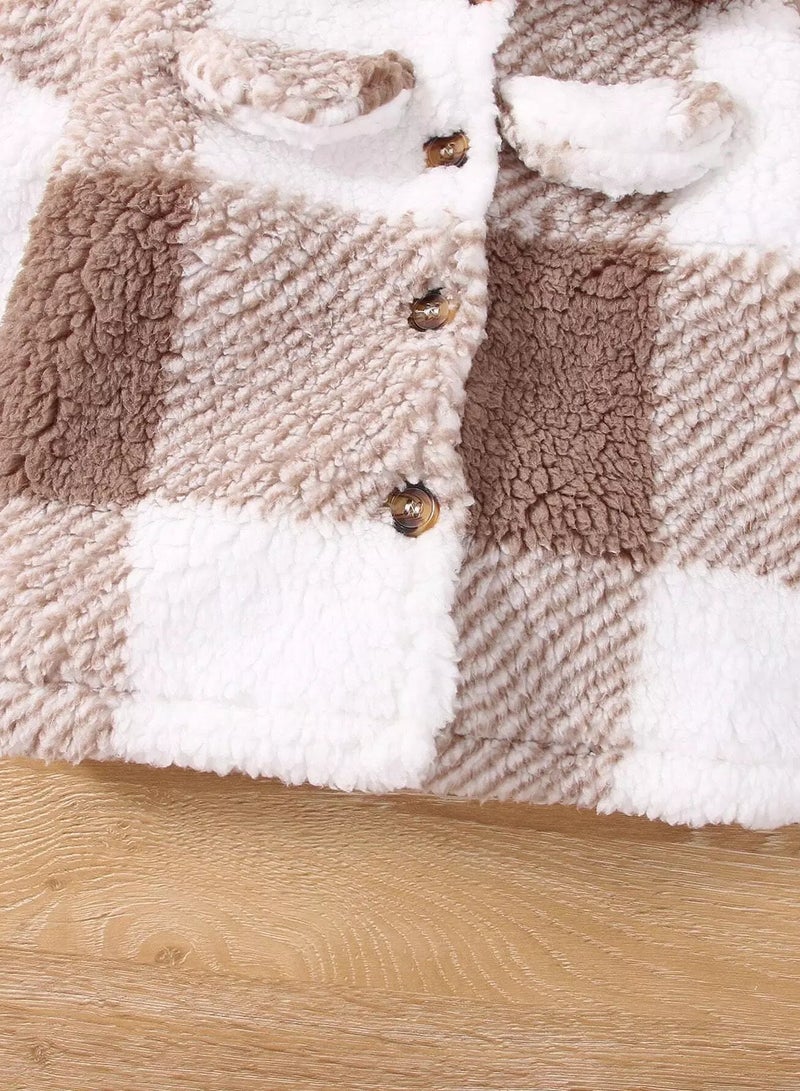 Baby Plaid Button Front Teddy Coat - Image 5