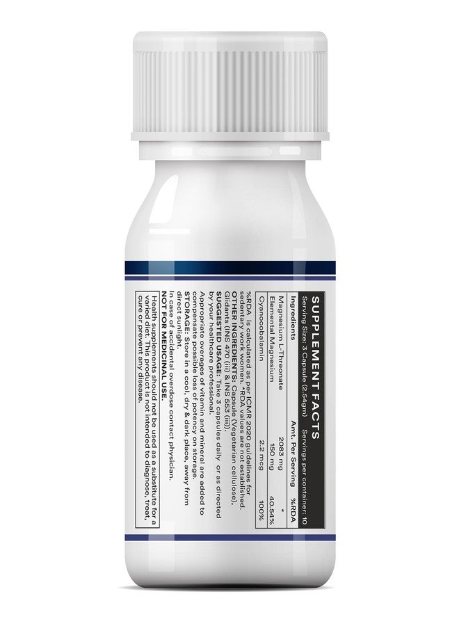INLIFE Magnesium L Threonate Supplement 2083 mg with Vitamin B12 | Highly Bioavailable | 30 Vegetarian Capsules - Image 4