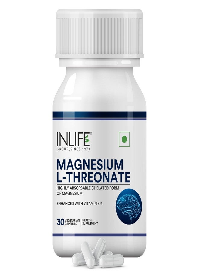 INLIFE Magnesium L Threonate Supplement 2083 mg with Vitamin B12 | Highly Bioavailable | 30 Vegetarian Capsules - Image 1