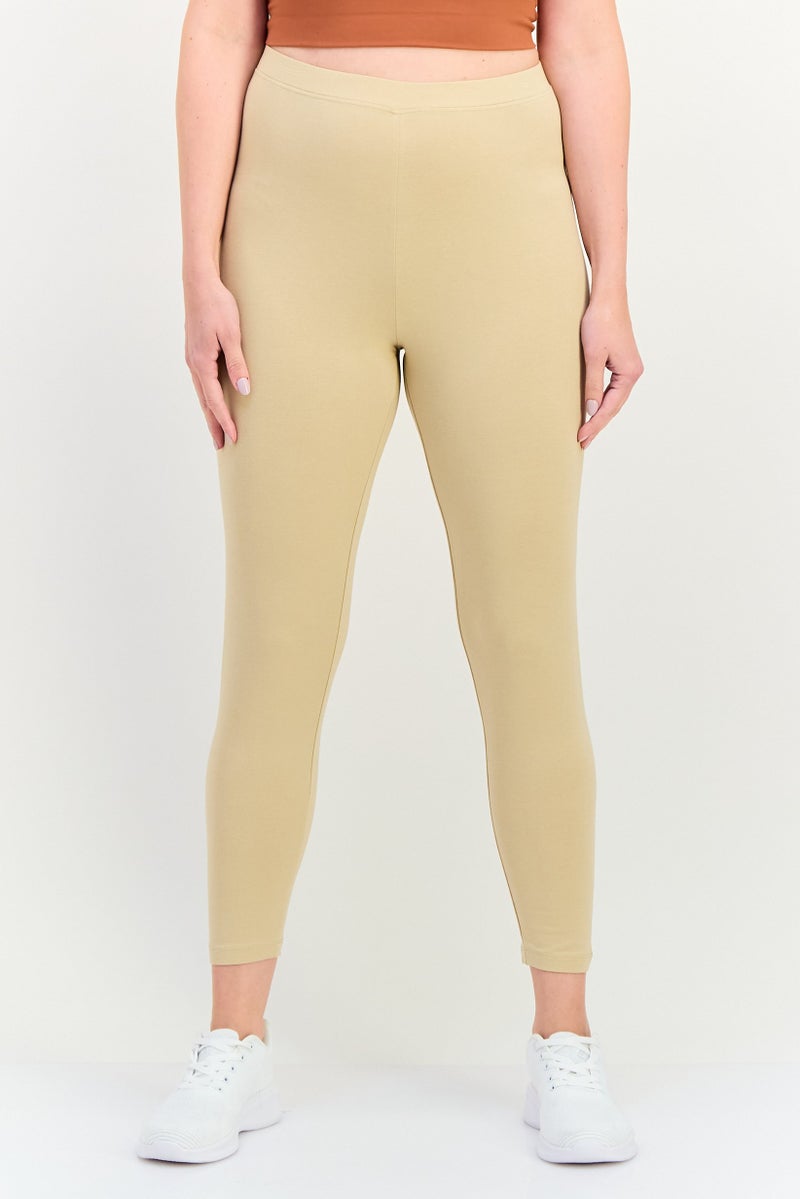 Kathy Ireland Women Plain Leggings, Tan - Image 1