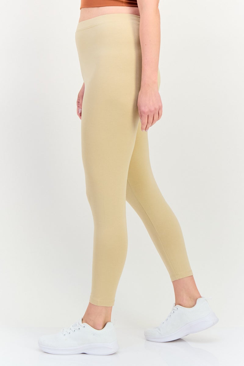 Kathy Ireland Women Plain Leggings, Tan - Image 4