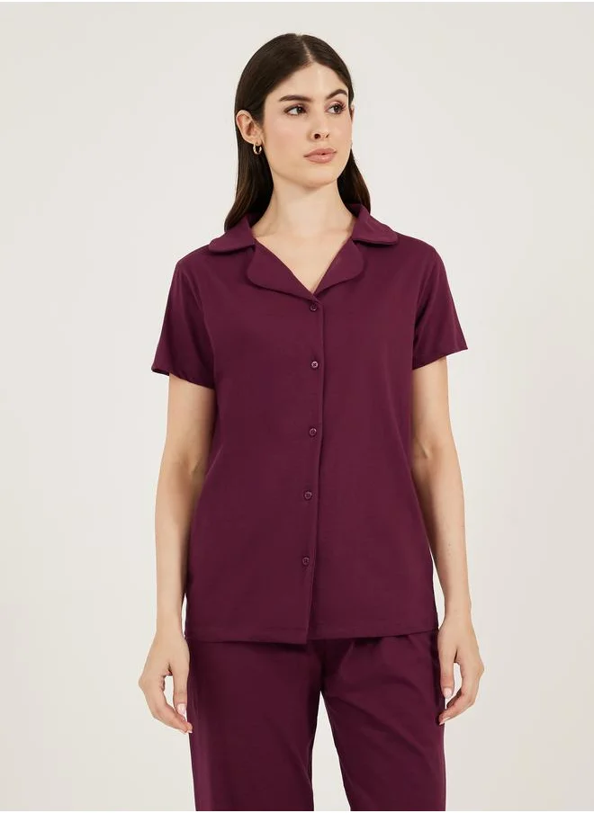 Styli Styli Cotton Jersey Short Sleeve Shirt and Pyjama Set