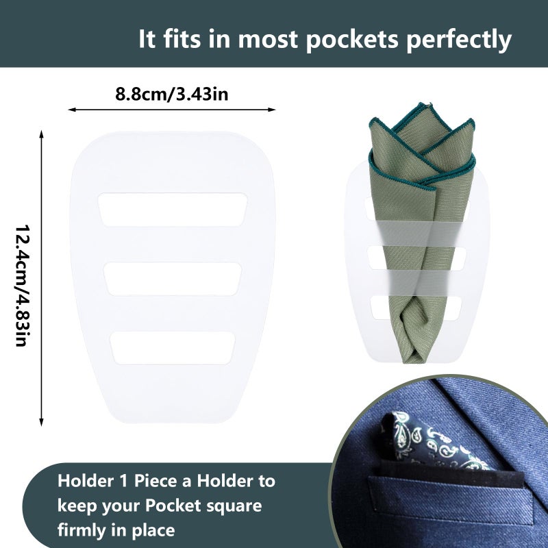 Invisible Pocket Square Holder: 4.83 X 3.43 Inch Transparent Sleek Design - Sturdy Flexible Subtle Support Pocket Square Insert for Men’s Formal Weddings Business Meetings - Image 2