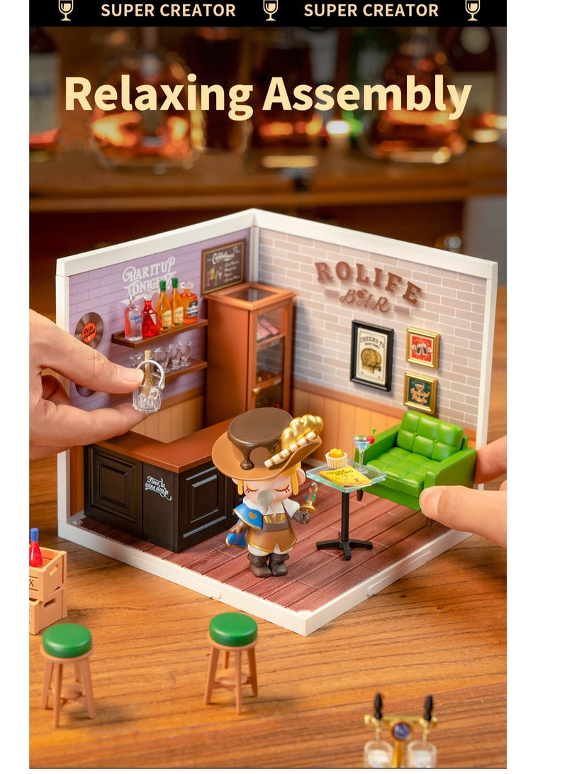 Robotime Rolife DW012 Leisurely Restaurant DIY Plastic Miniature Dollhouse with Realistic Design, Decorative DIY Crafts/Birthday Gifts/Home Decor, Ideal Gift for Girls & Boys, Teens & Adults - Image 4