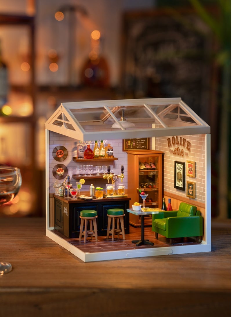 Robotime Rolife DW012 Leisurely Restaurant DIY Plastic Miniature Dollhouse with Realistic Design, Decorative DIY Crafts/Birthday Gifts/Home Decor, Ideal Gift for Girls & Boys, Teens & Adults - Image 5