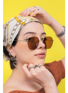 Focus On Gaia Gold Brown Sunglasses  - Image 2