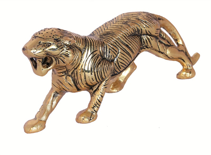 KridayKraft Golden Metal Antique Tiger/Jaguar/Panther/Sher Figurine Table Top Decorative,Feng Shui & Vanstu,Animal Showpiece Figurines... - Image 4