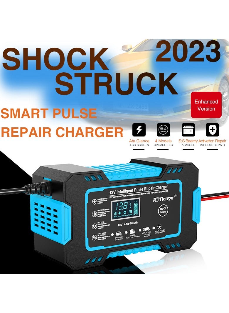 Generic Car Battery Charger, 12V 6A Smart Battery Trickle Charger Automotive 12V Battery Maintainer Desulfator with Temperature Compensation for Car Truck Motorcycle Lawn Mower Marine Lead Acid Batteries  - Image 2