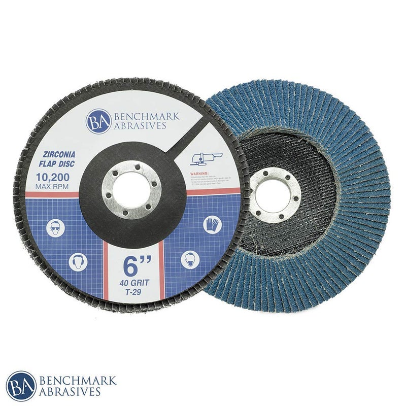 Benchmark Abrasives 6" x 7/8" Premium High Density Jumbo Zirconia Type 29 Flap Discs for Angle Grinder, 6 Inch Sanding Discs, Finishing, Deburring, Rust Removal - (10 Pack) 40 Grit - Image 2