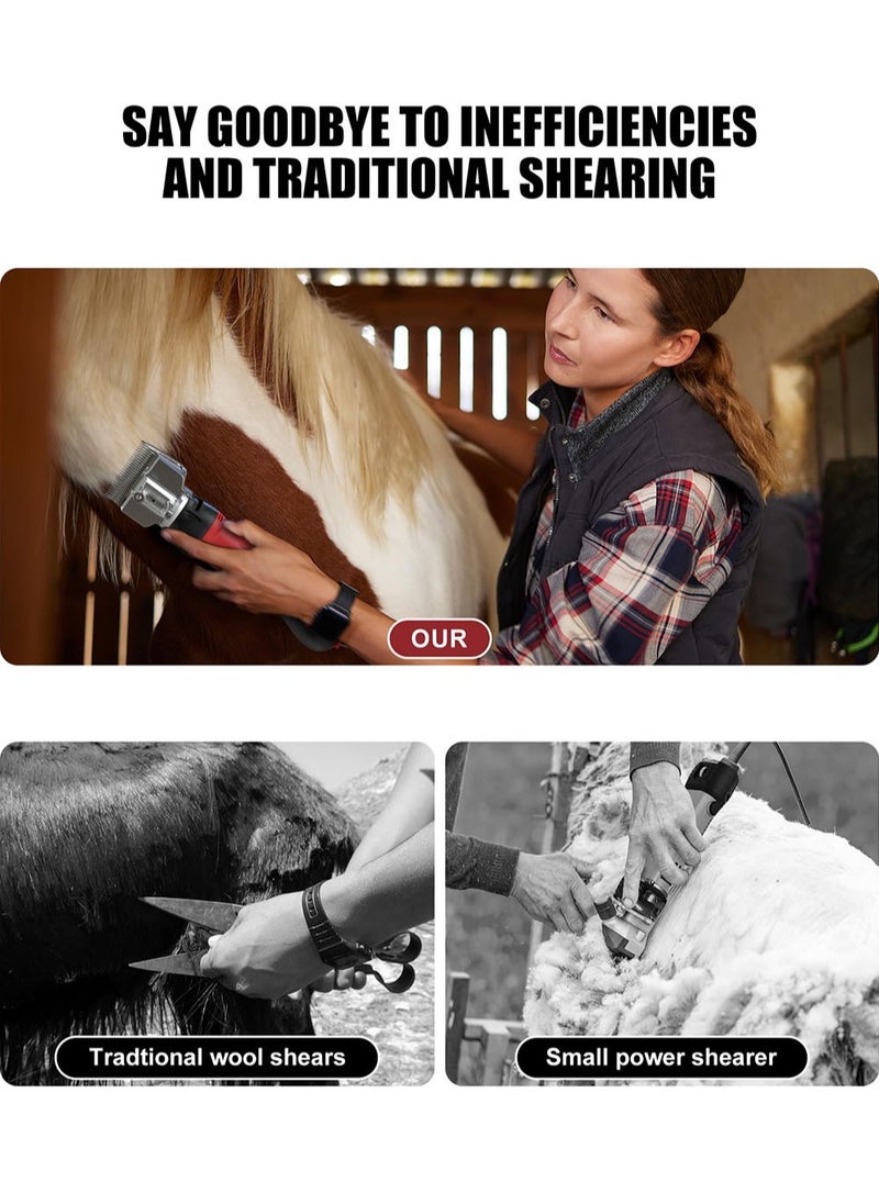 EzzySo - Electric Horse Clipper Scissors Heavy Animal Trimmer, Professional Trim Horses, Goats, Ponies, Donkeys, Cattle and Other Large Animals, 6 Speed Professional Horse Scissors with Accessories and Toolbox - Image 1