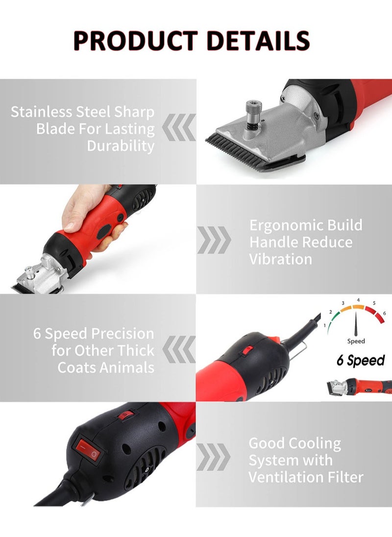 EzzySo - Electric Horse Clipper Scissors Heavy Animal Trimmer, Professional Trim Horses, Goats, Ponies, Donkeys, Cattle and Other Large Animals, 6 Speed Professional Horse Scissors with Accessories and Toolbox - Image 1