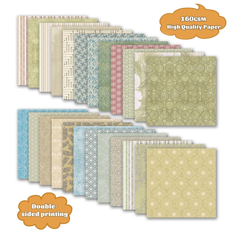 Colabrili 24 Pack Scrapbook Paper 12 Ã— 12 Textured Patterned Paper, Vintage Double-Sided Decorative Craft Papers Scrapbooking Supplies for DIY Card Making Photo Album Journal Decor (Fabric Texture) - Image 4