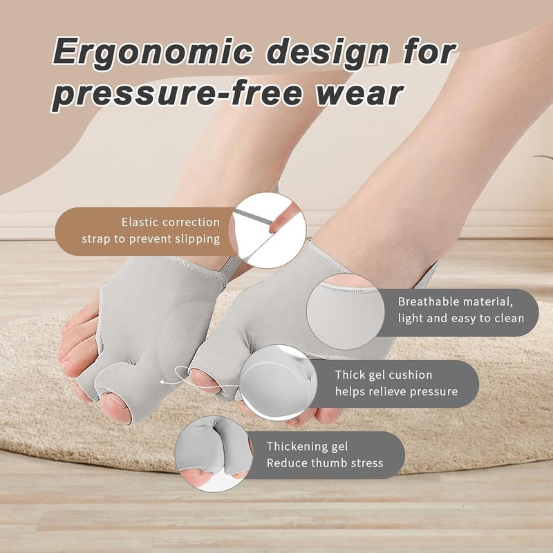 2 bunion aligners/splints/brackets, unisex, big toe aligners/separators, for relieving hallux valgus pain and correcting toe alignment, soft and breathable, available day and night, one size fits all - Image 4