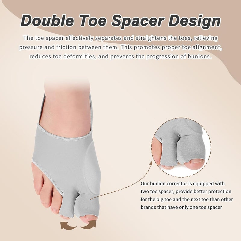 2 bunion aligners/splints/brackets, unisex, big toe aligners/separators, for relieving hallux valgus pain and correcting toe alignment, soft and breathable, available day and night, one size fits all - Image 3
