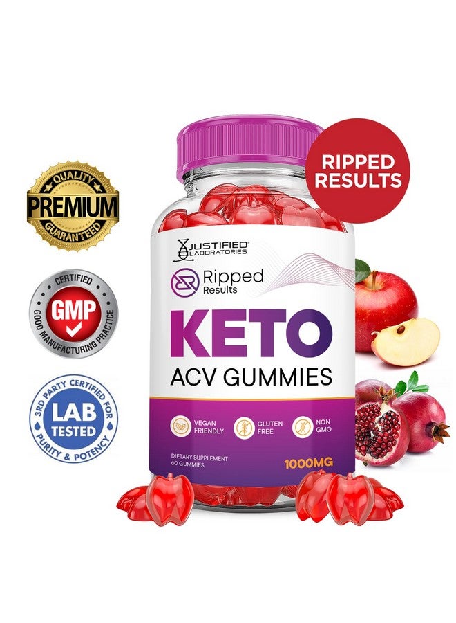 Justified Laboratories (2 Pack) Ripped Results Keto ACV Gummies Advanced Formula 1000MG Ripped Results Keto Gummies Apple Cider Vinegar Formulated with Pomegranate Beet Juice Powder B12 Vegan Non GMO 120 Gummys - Image 2