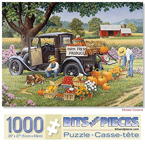Bits and Pieces – Fall on The Farm Jigsaw Puzzle for Adults by John Sloane – Charming Country Autumn Scene, Artistic Puzzle with Unique Random Cut Pieces (1000 Piece Puzzle 20" x 27") - Image 1