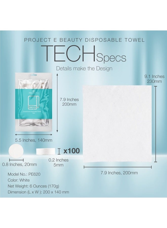 Project E Beauty 100pcs Disposable Cotton Compressed Towel by Project E Beauty | Cotton Coin Towel | Soft & Absorbent | Portable for Travel, Outdoors & Camping | Sports Gym & Beauty Salon (100, Compressed Towel) - Image 2