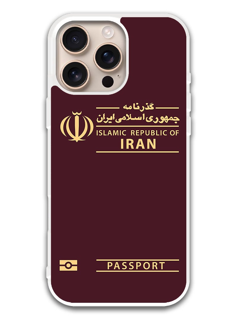 Theodor Protective Case Cover For APPLE IPHONE 16 Pro Max Iran Passport (White Bumper) - Image 1