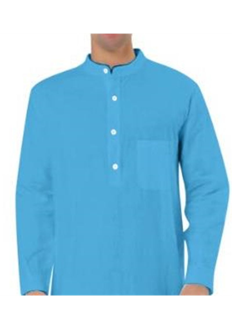 Stylish Simple Pocket Men's Shirt Muslim Abaya - Image 3