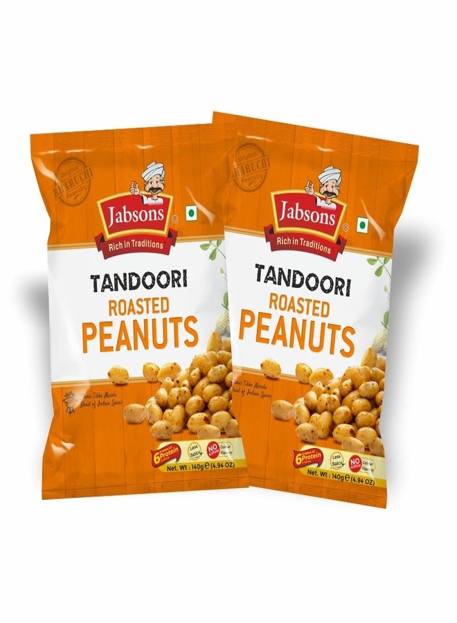 Jabsons Tandoori Roasted Peanuts | 140g| pack of 2 | Roasted|Tandoori | Non-Fried - Gluten free|Healthy Ready to Eat Snacks |Jumbo Bharuchi|Flavoured Peanuts| Moongphali Dana - Image 1