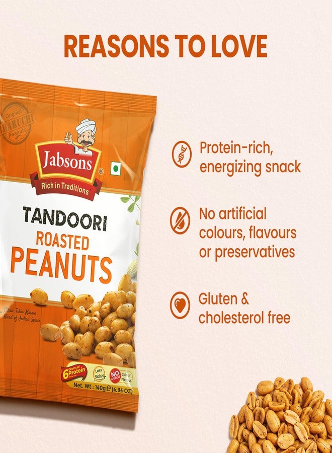 Jabsons Tandoori Roasted Peanuts | 140g| pack of 2 | Roasted|Tandoori | Non-Fried - Gluten free|Healthy Ready to Eat Snacks |Jumbo Bharuchi|Flavoured Peanuts| Moongphali Dana - Image 5