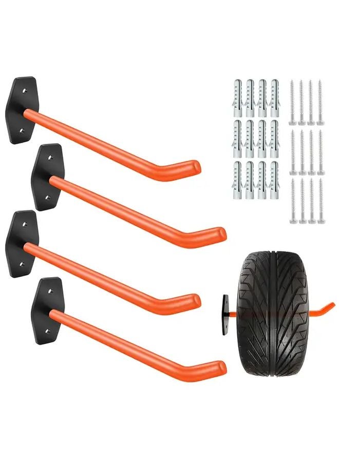 4pcs Heavy Duty Wall Mounted Garage Hooks Metal Tire Hangers 88lb Capacity for Bicycles Ladders Chairs Tools - Image 2