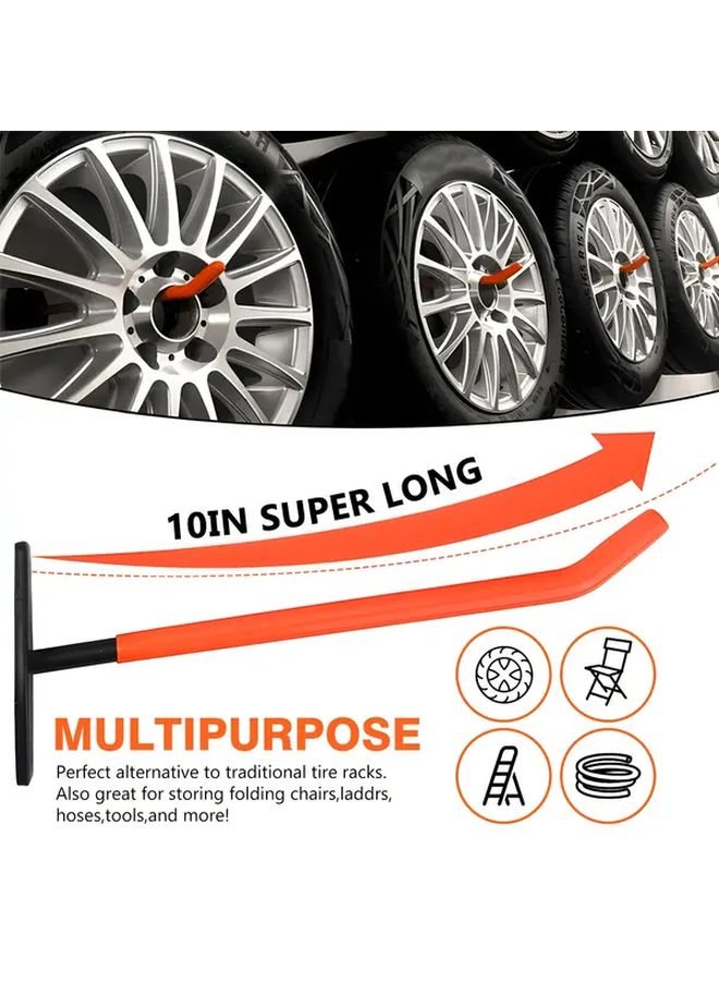 4pcs Heavy Duty Wall Mounted Garage Hooks Metal Tire Hangers 88lb Capacity for Bicycles Ladders Chairs Tools - Image 3