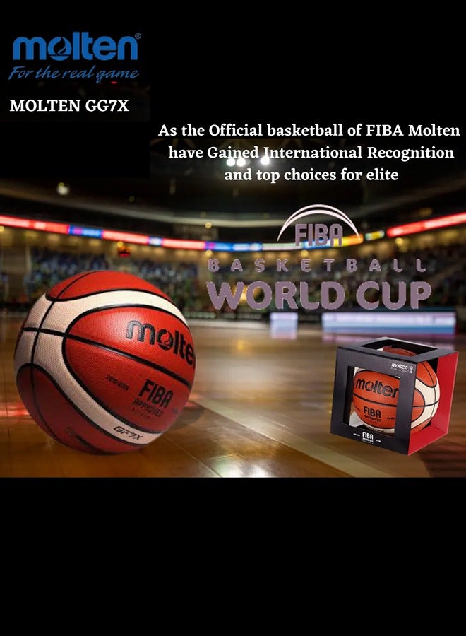 molten Gg7X Official Basketball, Fiba Approved, Pu Leather Indoor And Outdoor Ball With 12 Panel Design For Superior Performance And Grip, Size 7  - Image 2