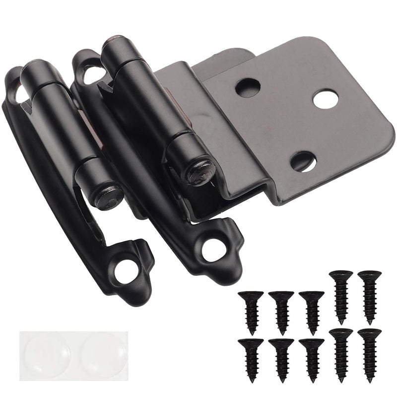 DecoBasics 38 Inset Cabinet Hinges Black 5 Pair 10 Pcs Offset Self Closing Matte Black Cabinet Hinges for Kitchen Cabinets wBumpers Upgraded Screws
