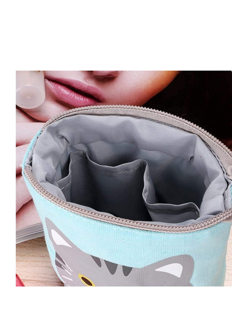 Telescopic Pencil Holder and Organizer Bag Canvas PU Makeup Pouch for Students and Adults Versatile Storage for Cosmetics and Stationery Cat Design - Image 4
