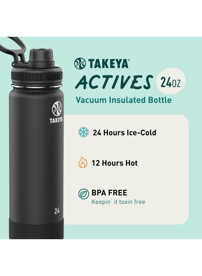 Takeya Actives Water Bottle with Spout Lid - Bottle with Double Stainless Steel Insulation - Dishwasher Safe & BPA-Free - Bottle with Spout Lid & Removable Bumper - 24 oz, Onyx - Image 2
