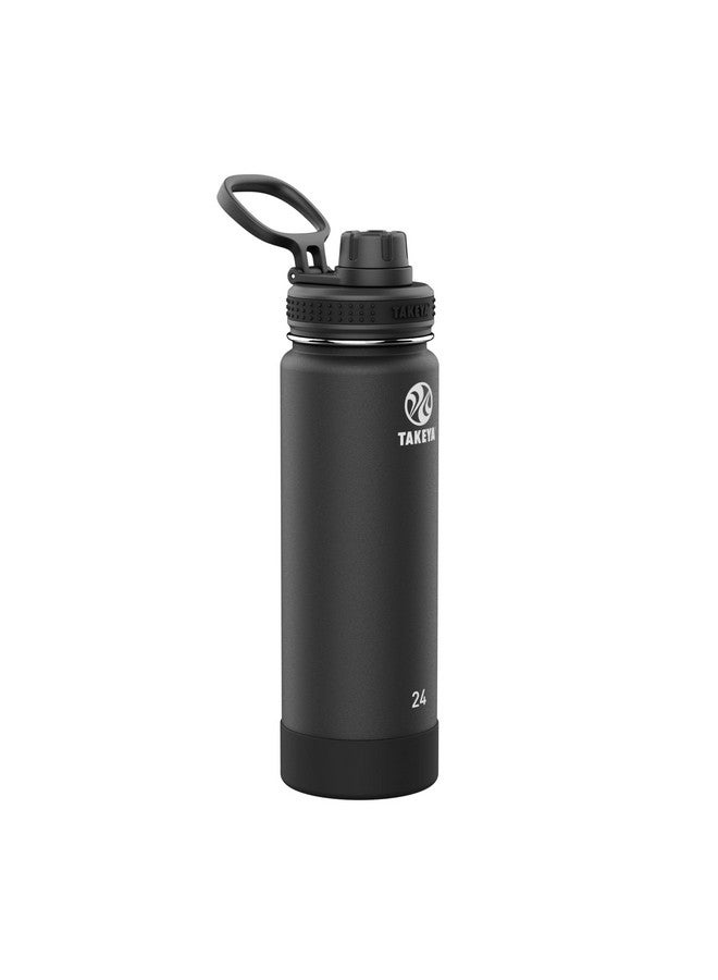 Takeya Actives Water Bottle with Spout Lid - Bottle with Double Stainless Steel Insulation - Dishwasher Safe & BPA-Free - Bottle with Spout Lid & Removable Bumper - 24 oz, Onyx - Image 1
