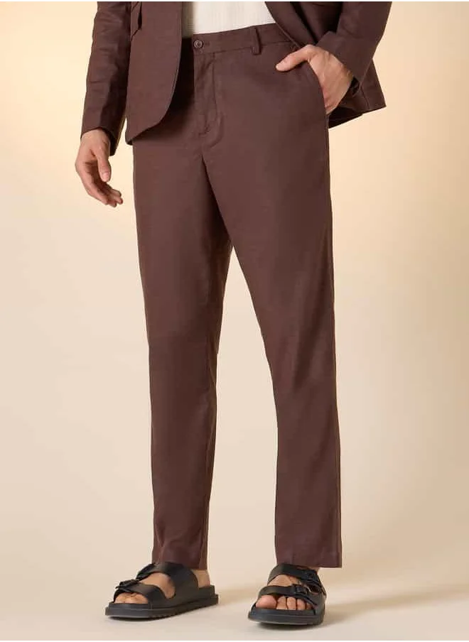 ايكونيك Iconic Slim Fit Pants with Flexi Waist and Pockets