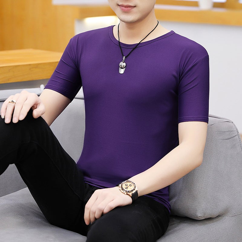Men'S Short Sleeve T-Shirt 2024 Youth Summer Men'S Korean Slim Fit Round Neck Half Sleeve Top Tide - Image 1