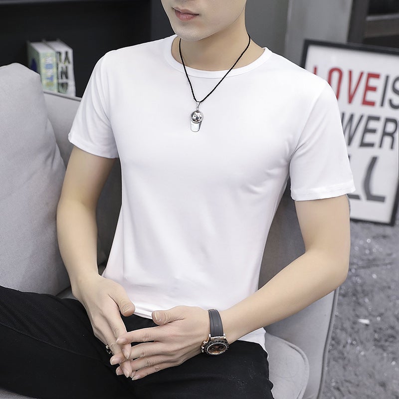 Men'S Short Sleeve T-Shirt 2024 Youth Summer Men'S Korean Slim Fit Round Neck Half Sleeve Top Tide - Image 4