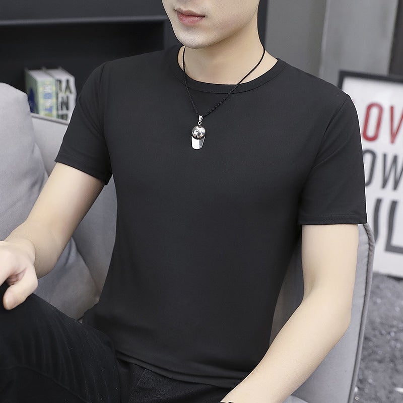 Men'S Short Sleeve T-Shirt 2024 Youth Summer Men'S Korean Slim Fit Round Neck Half Sleeve Top Tide - Image 3