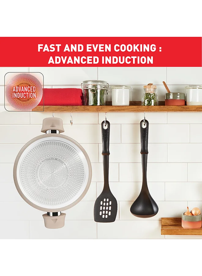 Tefal TEFAL Delight | Stewpot 24 cm | Non-Stick Coating | Heat Indicator | 100% Recycled Aluminum Body | Made in France | 2 Years Warranty | G2934602 Beige - Sandstone