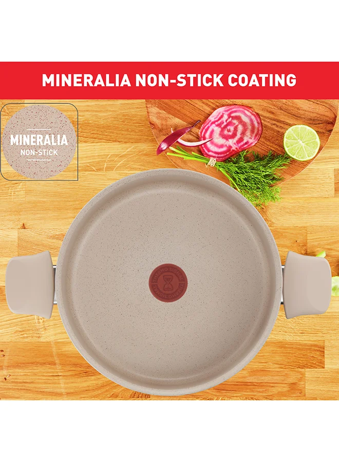 Tefal TEFAL Delight | Stewpot 24 cm | Non-Stick Coating | Heat Indicator | 100% Recycled Aluminum Body | Made in France | 2 Years Warranty | G2934602 Beige - Sandstone