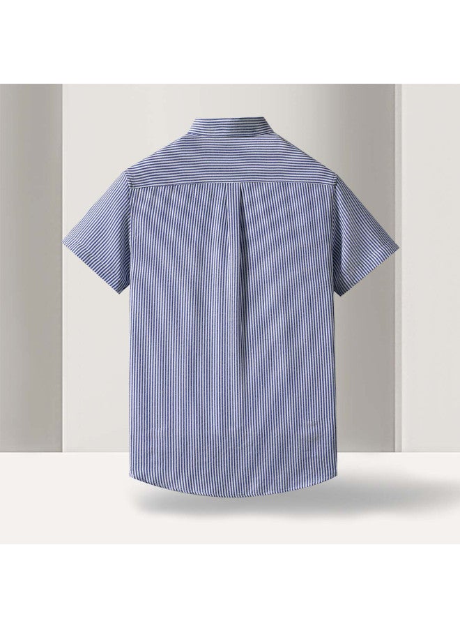 Fomoce 2024 Summer Easy-care Breathable Loose Fit Men's Short-sleeve Shirt - Image 5