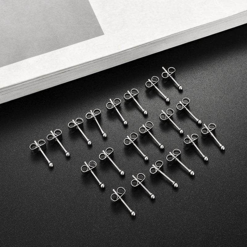 Tornito 20 Pairs 20G 2mm Tiny Stud Earrings 316L Stainless Steel Small CZ Ball Earring Set For Men Women - Image 4