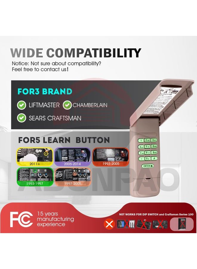 ASONPAO 1 for 878MAX Universal LiftMaster Garage Door Opener Keypad - Image 2